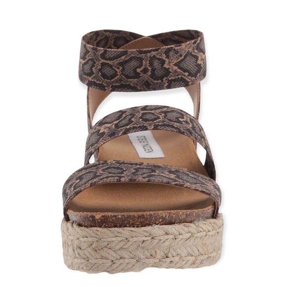 STEVE MADDEN KIMMIE Espadrille Flatform Heel Double Strap Sandals Blue Snake - Picture 4 of 9